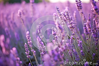 depth of field shot of perennial lavender plants Stock Photo