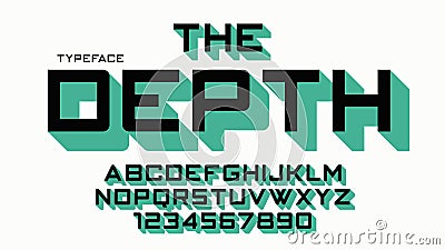 The Depth vector decorative font design, alphabet, typeface, typ Vector Illustration