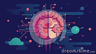 In the depths of the digital brain data was broken down and analyzed at lightning speed revealing patterns and Vector Illustration