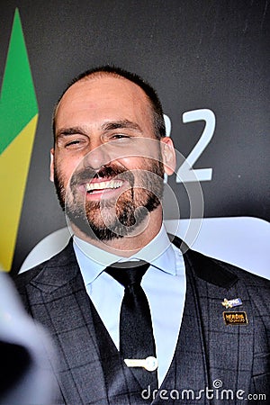 Deputy Eduardo Bolsonaro smiling at the CPAC BRAZIL event Editorial Stock Photo