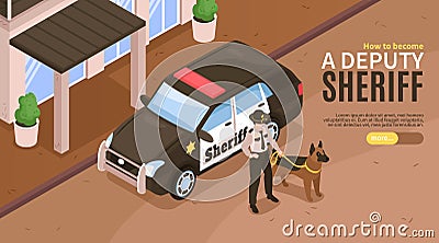 Deputy Sheriff Horizontal Banner Vector Illustration