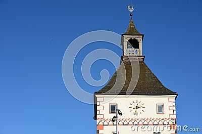 The city tower on the town square in Voecklabruck Editorial Stock Photo