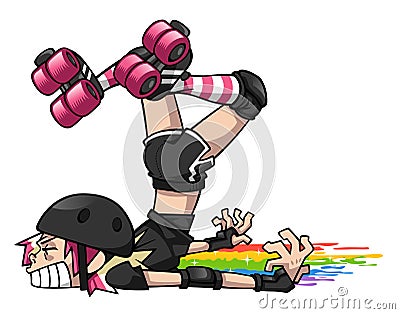 Derby Girl Wipeout Vector Illustration