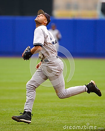 Derek Jeter chases a pop fly. Editorial Stock Photo