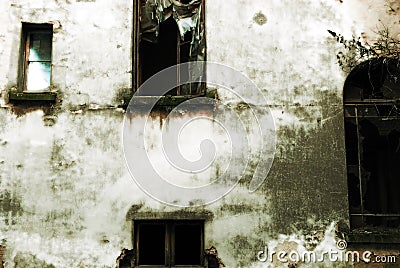 Derelict building windows Stock Photo