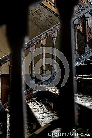 Derelict Staircase - Alderson Academy - West Virginia Stock Photo