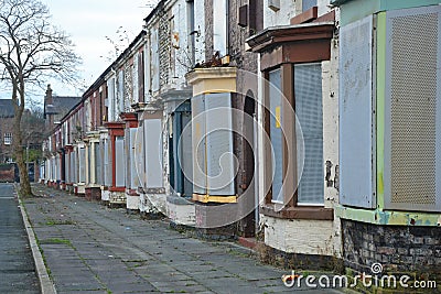 Derelict Terraces Stock Photo