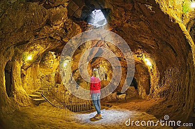 Derinkuyu cave underground city, Cappadocia Stock Photo