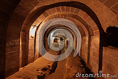 Underground city in Derinkuyu. Stock Photo