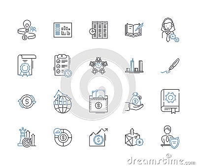 Derivative trading line icons collection. Futures, Options, Hedging, Leverage, Speculation, Margin, Volatility vector Vector Illustration