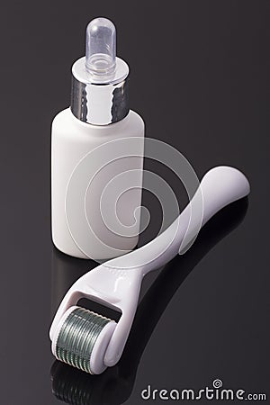 Dermaroller for medical micro needling therapy. Derma roller mesoroller microneedle mesotherapy mesopen Stock Photo