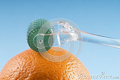 Dermaroller for medical micro needling therapy. Stock Photo