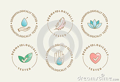 Dermatologically tested icons, labels, logo. Vector Illustration