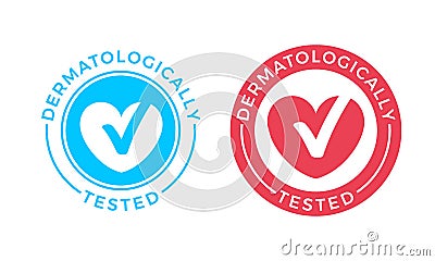 Dermatologically tested vector heart check marks Vector Illustration