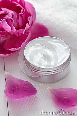 Dermatology herbal cosmetic cream vitamin spa lotion organic moisturizer Stock Photo