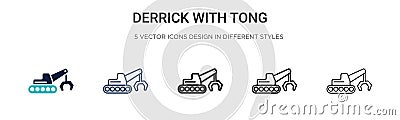 Derrick with tong icon in filled, thin line, outline and stroke style. Vector illustration of two colored and black derrick with Vector Illustration
