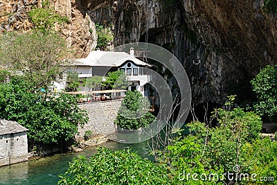 Dervish house in Blagaj Buna, Bosnia Herzegovina Stock Photo