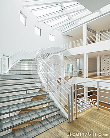 Des Moines Art Center modern staircase Editorial Stock Photo