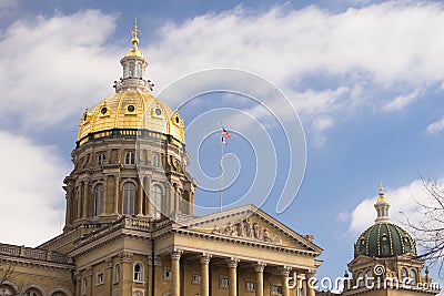 Des Moines Iowa Capital Building Government Dome Architecture Stock Photo