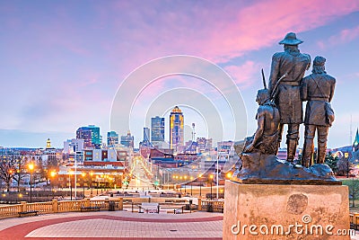 Des Moines Iowa skyline in USA Editorial Stock Photo