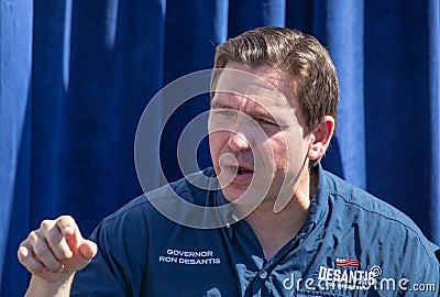 Florida Republican Governor Ron DeSantis Politicial Candidate Speaking at the Iowa State Fair in Des Moines, Iowa, United States Editorial Stock Photo