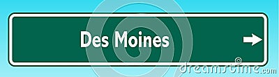 Des Moines Road Sign Stock Photo