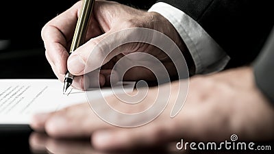 Desaturated image of signing a contract Stock Photo