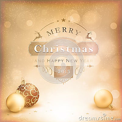 Desaturatet golden Christmas background with baubles Vector Illustration