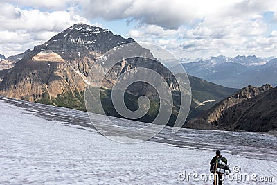 Descending on Fay Glacier Stock Photo