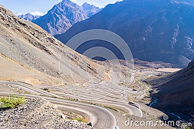 Descent los caracole in chile on the border with argentina Stock Photo