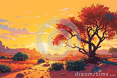 Beautiful Cell shaded Landscape Stock Photo