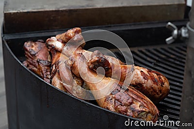 Barbecue Turkey Legs on the grill Stock Photo