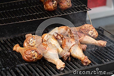 Barbecue Turkey Legs on the grill Stock Photo