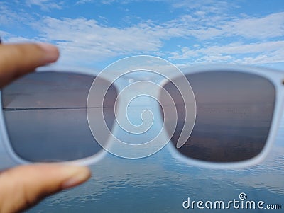 DESCRIPTION OF THE BEACH HORIZON WITH AESTHETIC Stock Photo