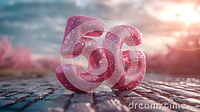 Description 5G network enables fast internet cloud computing data storage online financial Stock Photo