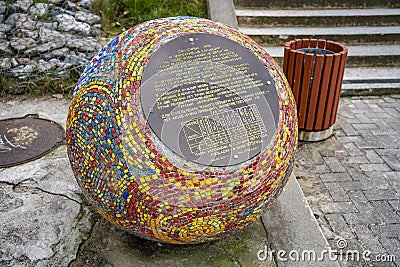 Description and instructions for the sundial on the Promenade. City of Svetlogorsk Editorial Stock Photo