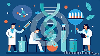 These descriptions can serve as a basis for creating vector illustrations that convey the themes of genetic and Vector Illustration