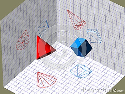 Descriptive geometry 3D projection Stock Photo