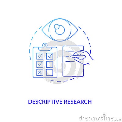 Descriptive research dark navy gradient concept icon Vector Illustration