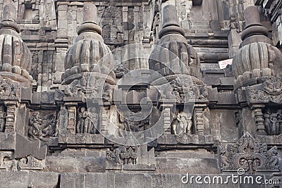 Descriptive statues sculpted at Prambanan Temple Stock Photo