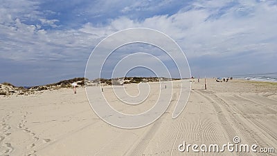 Deseeta Praia do Barril beach, Tavira, Algarve, Portugal Stock Photo