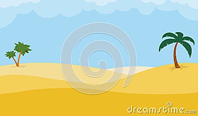 Desert background with palm trees Vector Illustration