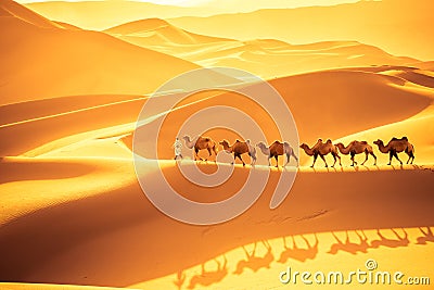 Desert camels team Stock Photo