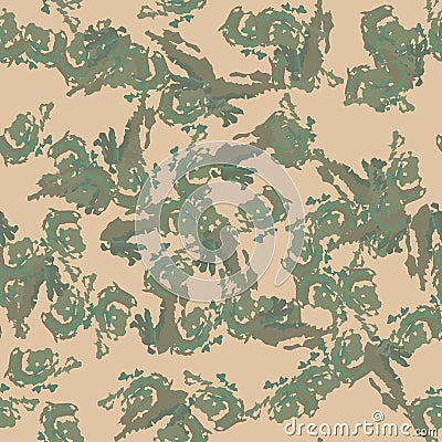 Desert camouflage of various shades of green, beige and brown colors Stock Photo