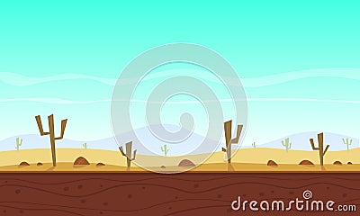 Desert cartoon game background Vector Illustration