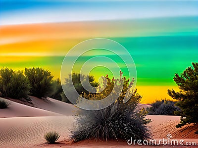 Desert coniferous watercolour duotone. Stock Photo