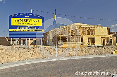 Desert construction of new homes in Clark County, Las Vegas, NV Editorial Stock Photo