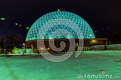 Desert Dome Henry Doorly Zoo Omaha at night Editorial Stock Photo