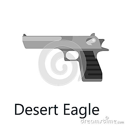 Desert eagle Pistol gun, military handgun weapon, firearm automatic revolver black isolated icon vector illustration. Vector Illustration