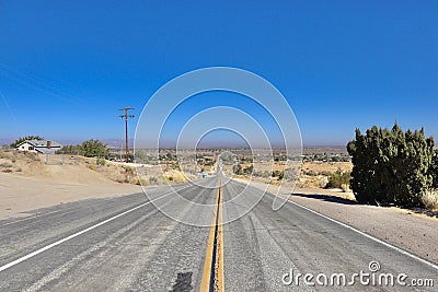 A desert highway in Littlerock California Stock Photo